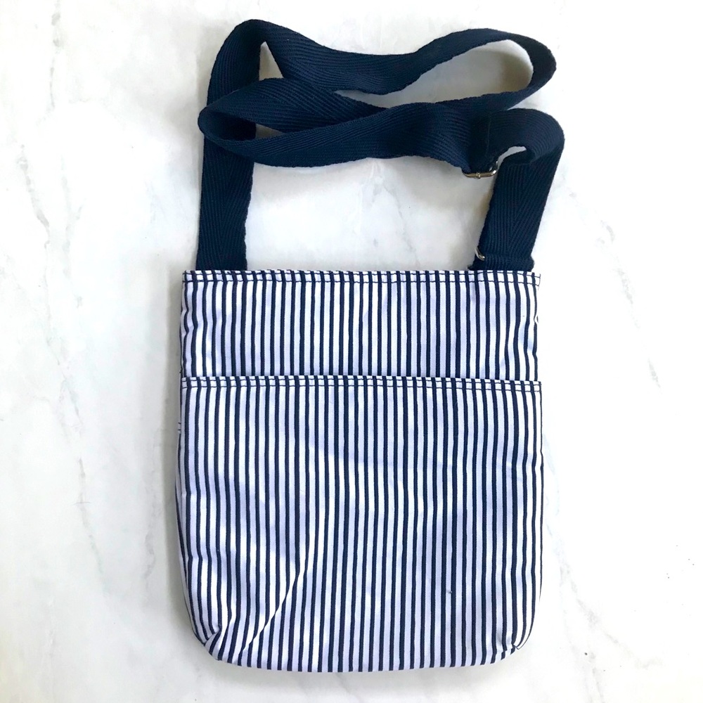 Thirty-One Cross Body Bag - Blue & White Stripes